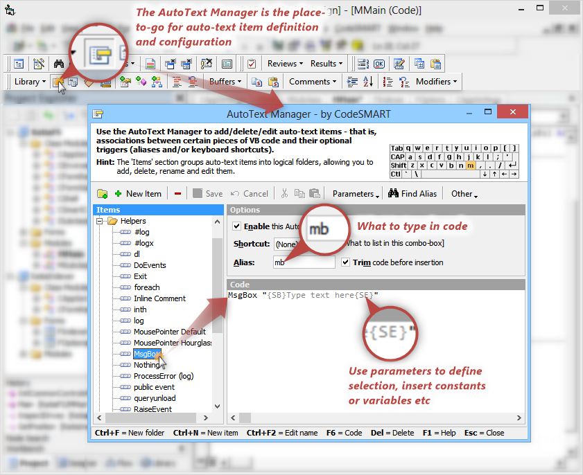 CodeSMART for VB6 - The AutoText Manager