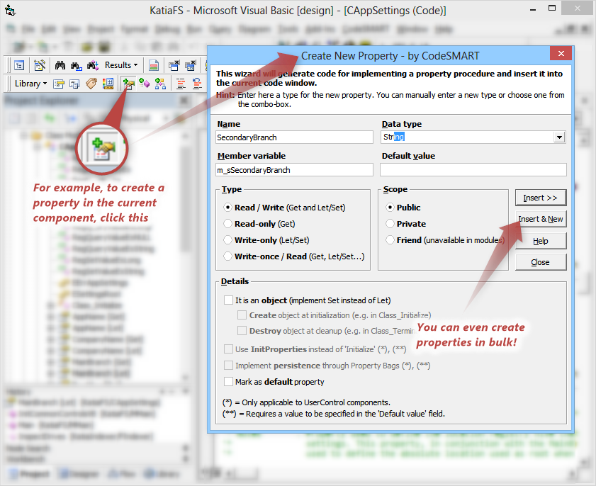 CodeSMART for VB6 - Create Property