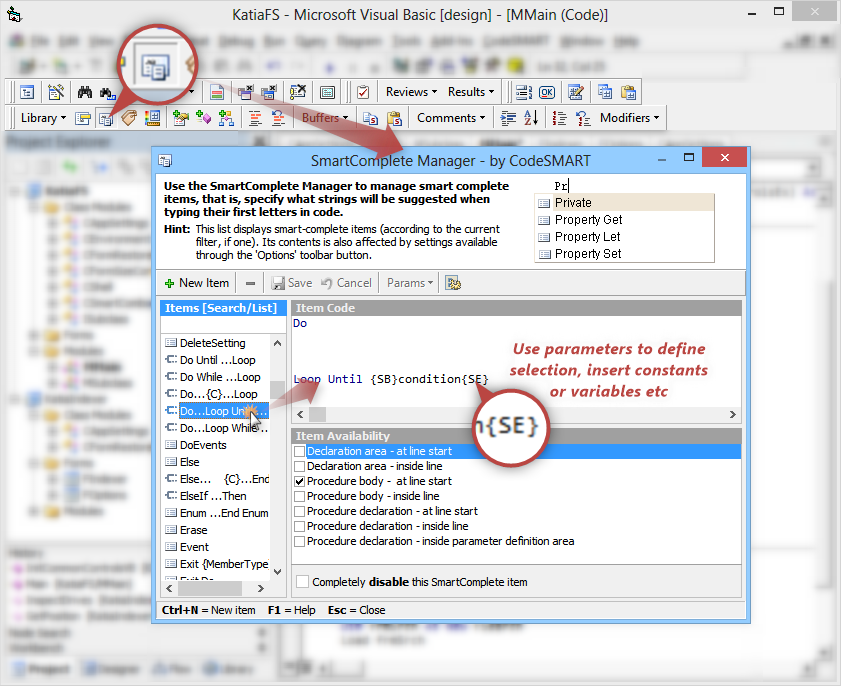 CodeSMART for VB6 - The SmartComplete Manager