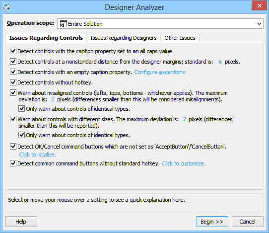 The CodeSMART Designer Analyzer