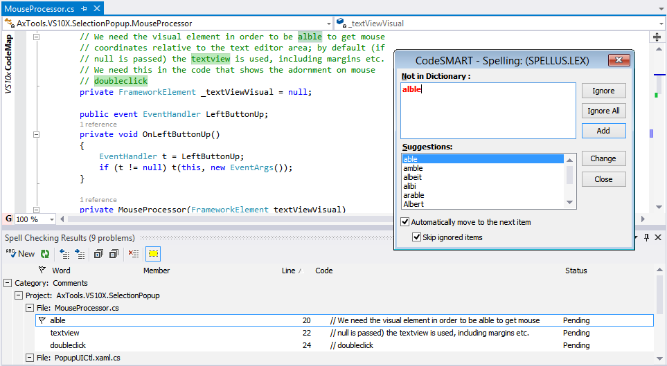 The CodeSMART Spelling Checker