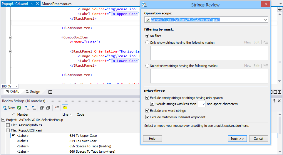 The CodeSMART Review Strings Tool