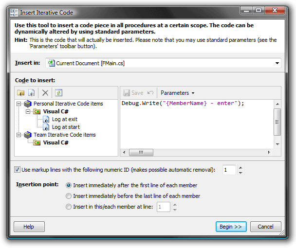 The CodeSMART Custom Code Inserter