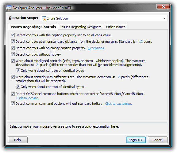 The CodeSMART Designer Analyzer