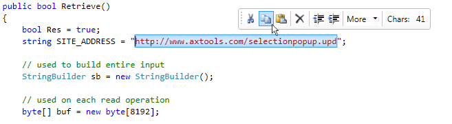 SelectionPopup, mouse hovering its area